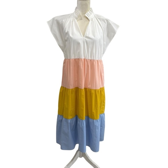 CROSBY by Mollie Burch Small Cap Sleeve Color Block Watts Midi Dress NWT $292 - Picture 1 of 16